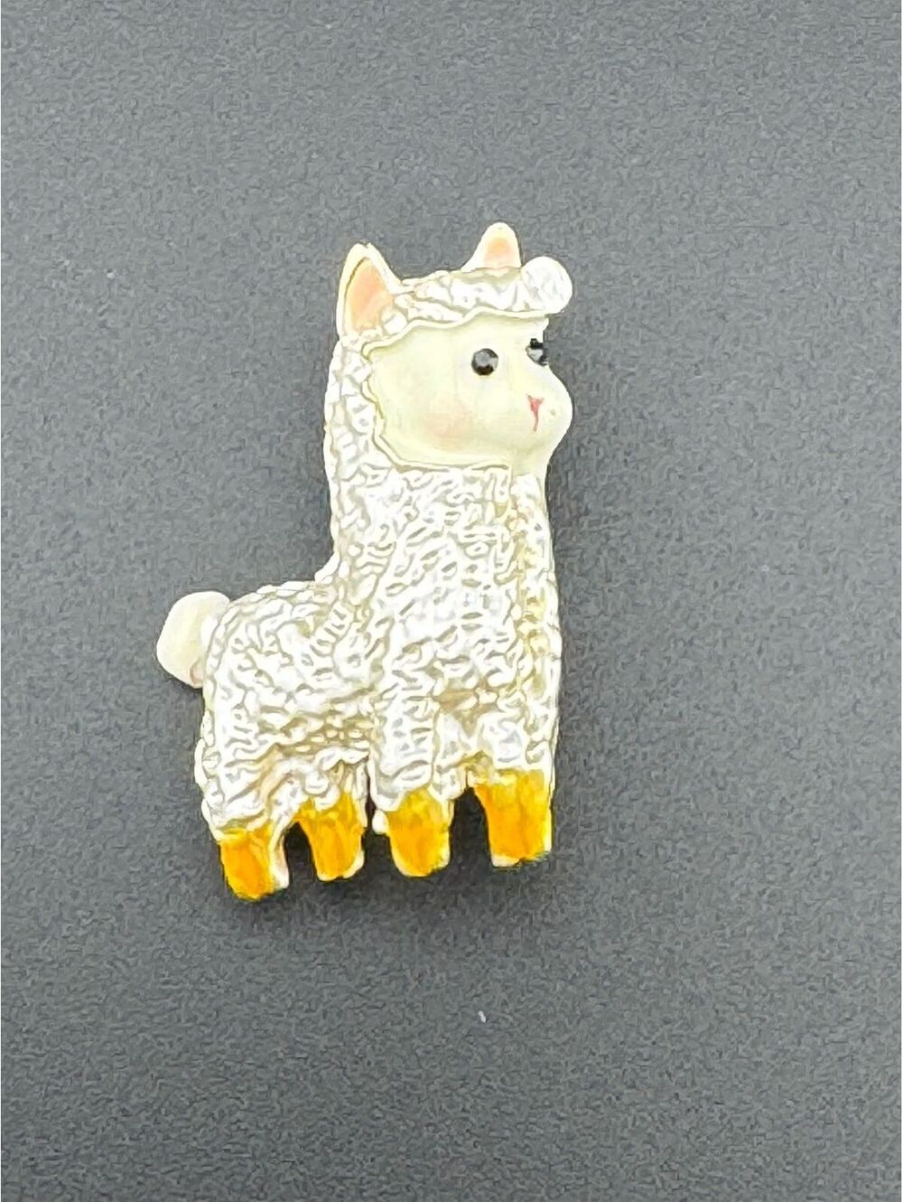 Cute Alpaca Enamel Pin Brooch with Yellow Hooves